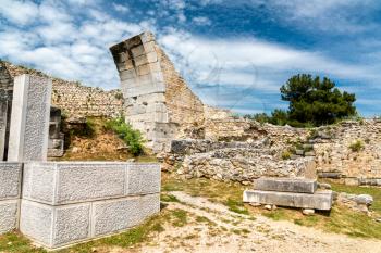 Amphitheatre at the ancient city of Philippi. UNESCO world heritage in Macedonia, Greece