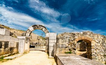 Amphitheatre at the ancient city of Philippi. UNESCO world heritage in Macedonia, Greece
