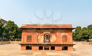 The Zafar Mahal pavilion in Hayat Bakhsh Bagh Garden in the Red Fort of Delhi - India