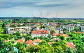 Aerial view of Mukachevo, a town in Transcarpathia, Ukraine
