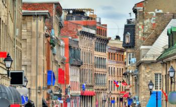 Historic buildings in Old Montreal - Quebec, Canada