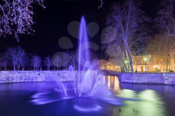 Jardins de la Fontaine in Nimes at night - France, Languedoc-Roussillon