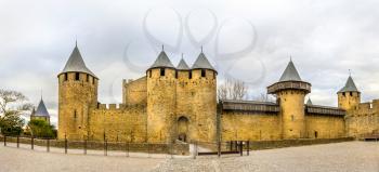 Entrance to the Cite de Carcassonne, a medieval citadel in France