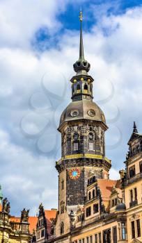 Hausmannsturm tower at Dresden castle in Germany, Saxony