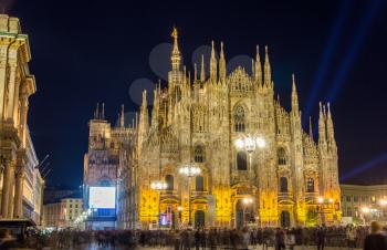 Night view of Milan Cathedral, Italy