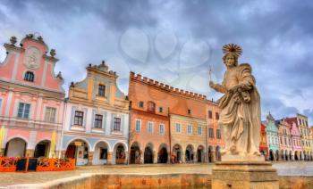 Statue of Saint Margaret on the main square of Telc, Czech Republic