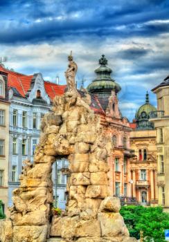 Parnas Fountain on Zerny trh square in the old town of Brno - Moravia, Czech Republic