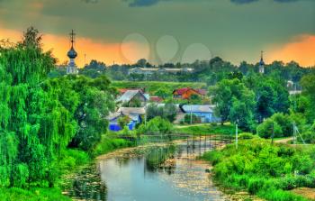 Suzdal town over the Kamenka river in Russia. A UNESCO world heritage site