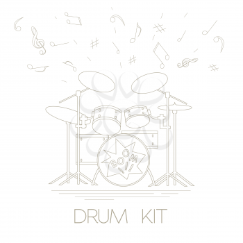 Musical instruments graphic template. Drumkit. Vector illustration