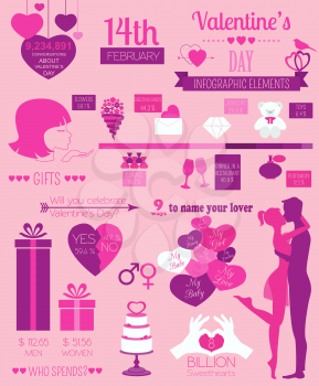 Valentine's day infographic. Flat style graphic template. Vector illustration