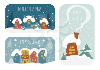Cute winter holiday sticker icon set. Elements for christmas greeting card, poster design. Vector illustration
