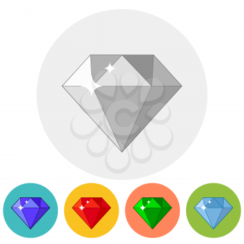 Shining gem icon in different color variations. Vector illustration