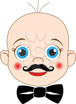 Illustration little gentleman with a mustache and a bow tie