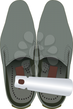 Illustration of shoes with a shoehorn on a white background
