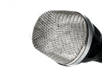 The head of the microphone isolated on white background