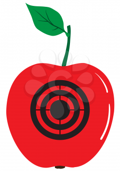 Illustration of a red apple with a target on a white background
