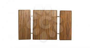 Wooden object in three parts isolated on white background