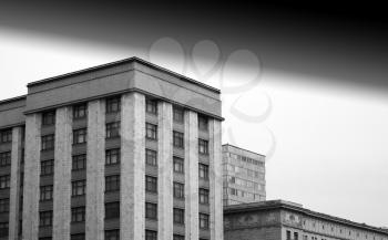 Stalin architecture in Moscow black and white background