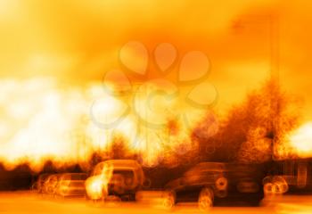 Sunset Norway car traffic bokeh with background hd
