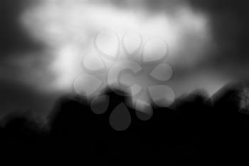 Horizontal black and white landscape silhouette bokeh background hd