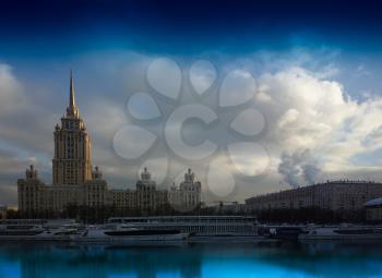 Moscow river navigation city background high def