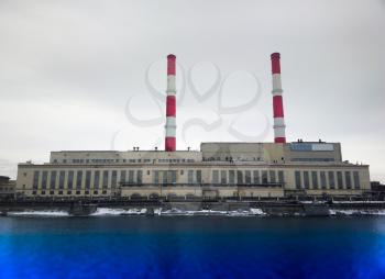 Moscow heating plant red chimneys city background high defenition