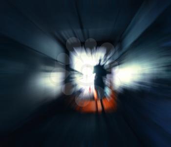 Horizontal vivid stalker exploring the tunnels motion abstraction background backdrop