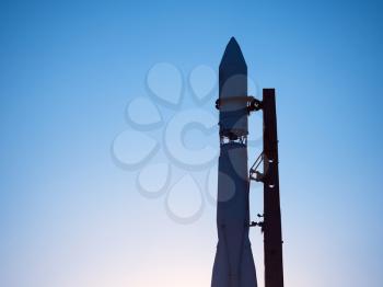 Vertical rocket ready for launch background