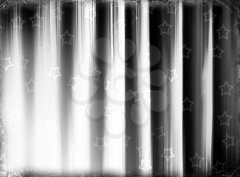 Black and white vintage film scan flag with stars background