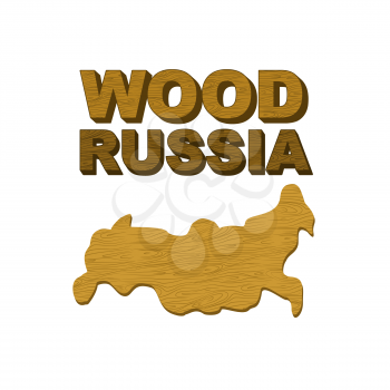 Wood Russia. Map of country in form of  wooden cutting board for food preparation. Vector illustration
