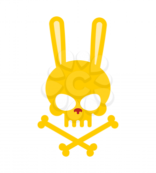 Cute rabbit skull with bones. Good, Honey Head skeleton Hare. logo, emblem for Halloween

