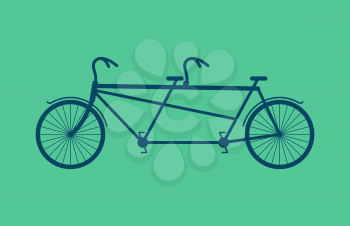 Tandem Bicycle isolated. Vintage bike on green background
