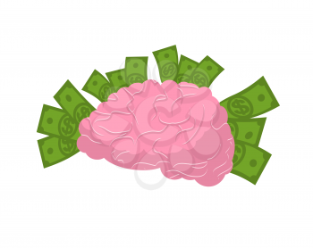 brain and money isolated. Business idea concept. Human brains and cash. Dollar think

