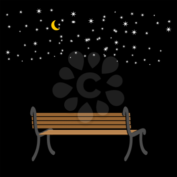 Bench at night. sky and stars. romantic background