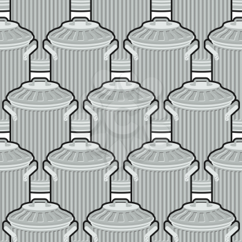 Trash can seamless pattern. Wheelie bin background. Dumpster iron ornament. 
