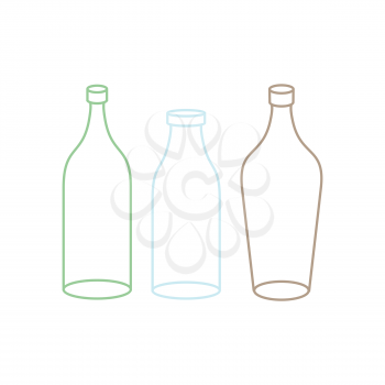 Empty Glass bottle set. transparent flask on white background
