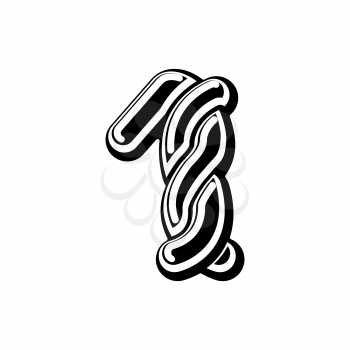 Number 1 Celtic font. norse medieval ornament ABC sign one. Traditional ancient manuscripts alphabet
