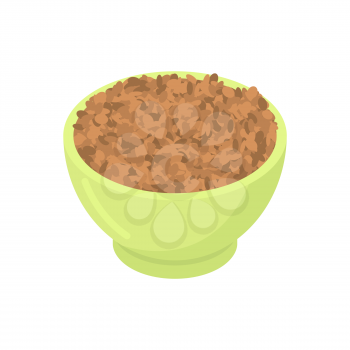 Bowl of Lentil gruel isolated. Healthy food for breakfast. Vector illustration