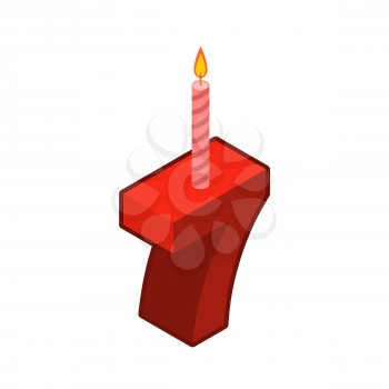 7 number and Candles for birthday. seven figure for holiday cartoon style. Vector illustration