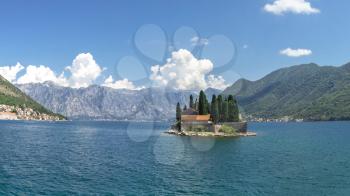 Island of Saint George in Montenegro in the Bay of Kotor, Montenegro, in a sunny summer day