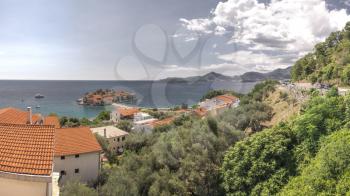 Sveti Stefan island in Montenegro, luxury hotel on the Adriatic sea