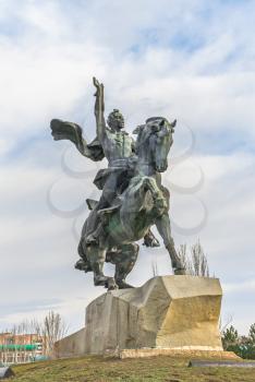 Tiraspol, Moldova - 03.10.2019. Equestrian statue to the russian commander Alexander Suvorov near the Dniester River in the city of Tiraspol, Transnistria, Moldova