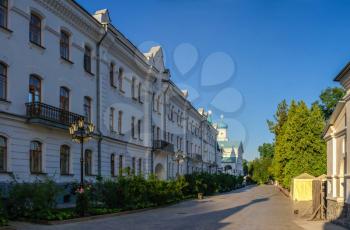 Svyatogorsk, Ukraine 07.16.2020.  Hotel on the territory of the Svyatogorsk Lavra  in Ukraine, on a sunny summer morning