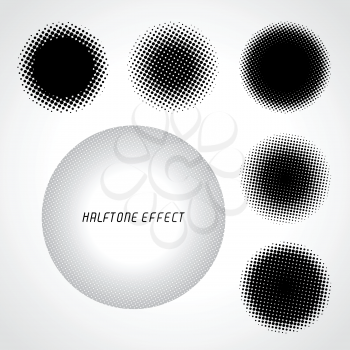 Set of Abstract Halftone Design Elements, vector illustration, logo. Circle made of dots