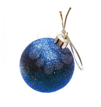 Blue spangled christmas ball isolated on white background