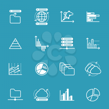 Data storage and data analysis icons. Vector illustration