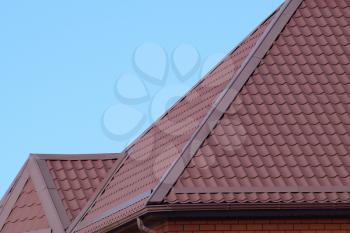 Roof metal sheets. Modern types of roofing materials.