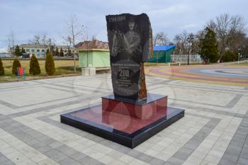 Russia, Poltavskaya village - January 21, 2016: Memorial in honor of the bicentenary of the foundation of the village of Poltavskaya.