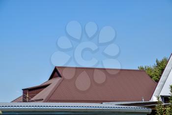 Roof metal sheets. Modern types of roofing materials.