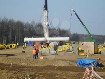 RUSSIA, SURGUT,  NOVEMBER 11, 2008: Construction of an oil and gas pipeline Industrial equipment